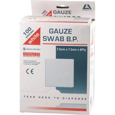 Gauze Swabs Sterile (7.5 x 7.5cm) 8ply x 100 Pack